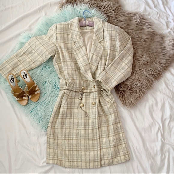 Vtg 80s Oversized Plaid Double Breasted Blazer - Picture 4 of 8